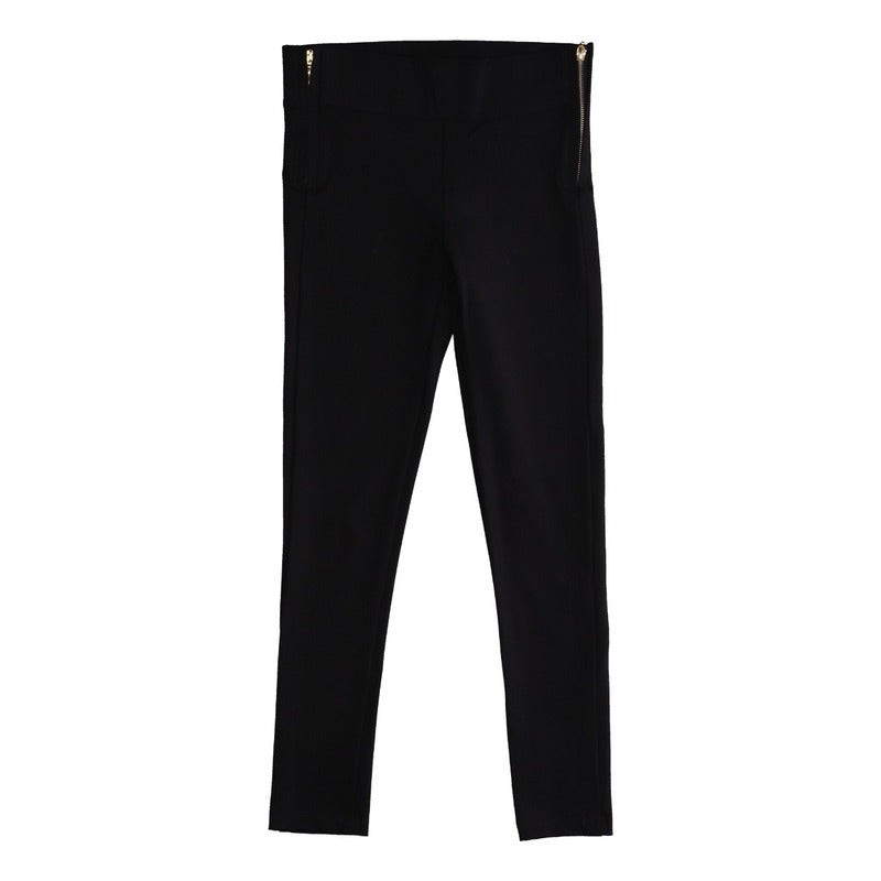 Leggins Mallon Casual Negro Con Cierres Y Placa Boy London