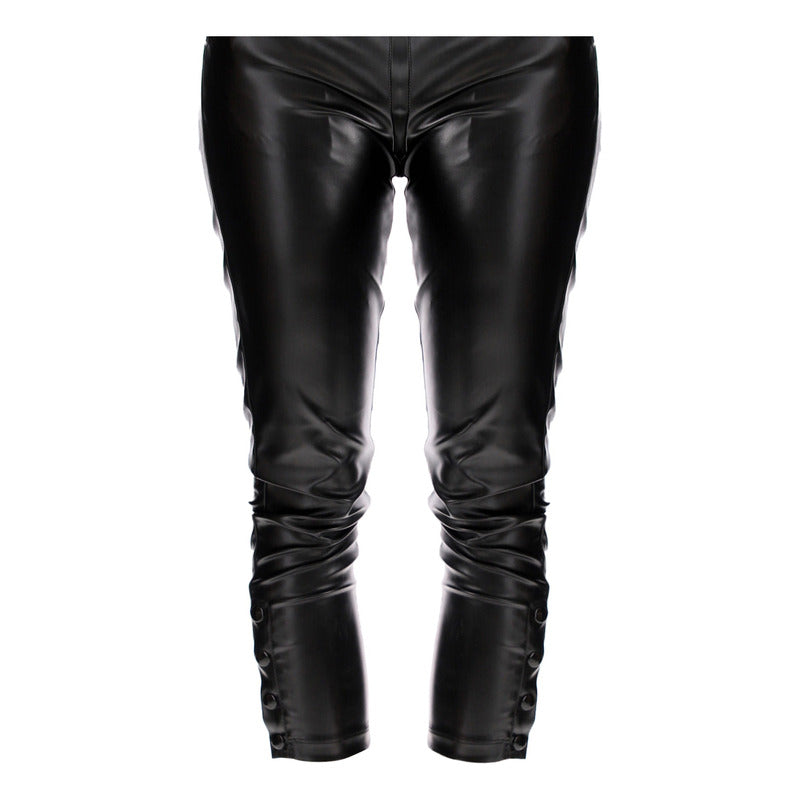 Leggins De Vinipiel Negro Con Botones Para Mujer Boy London