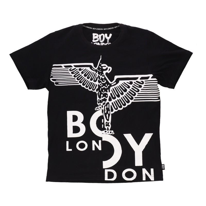 Playera Negra Manga Corta Estampado Blanco Hd Boy London