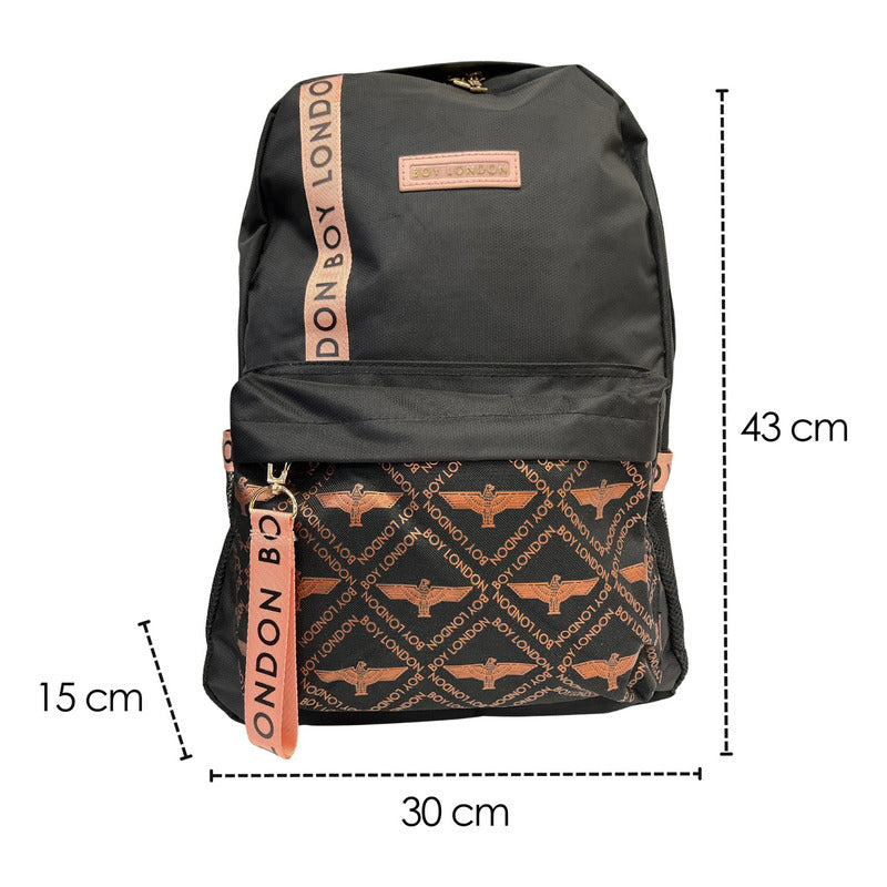 Mochila Juvenil De Moda Casual Escolar Negro Y Rosa Kawaii Boy London Diseño De La Tela Lisa