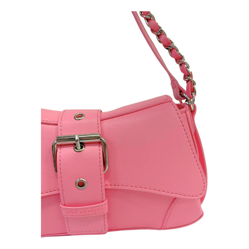 Mini Bolsa Rosa Bandolera Crossbody De Mano Boy London Acabado De Los Herrajes Metalicos