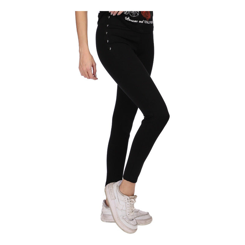 Leggins Mallon Casual Negro Mujer Con Botones Boy London
