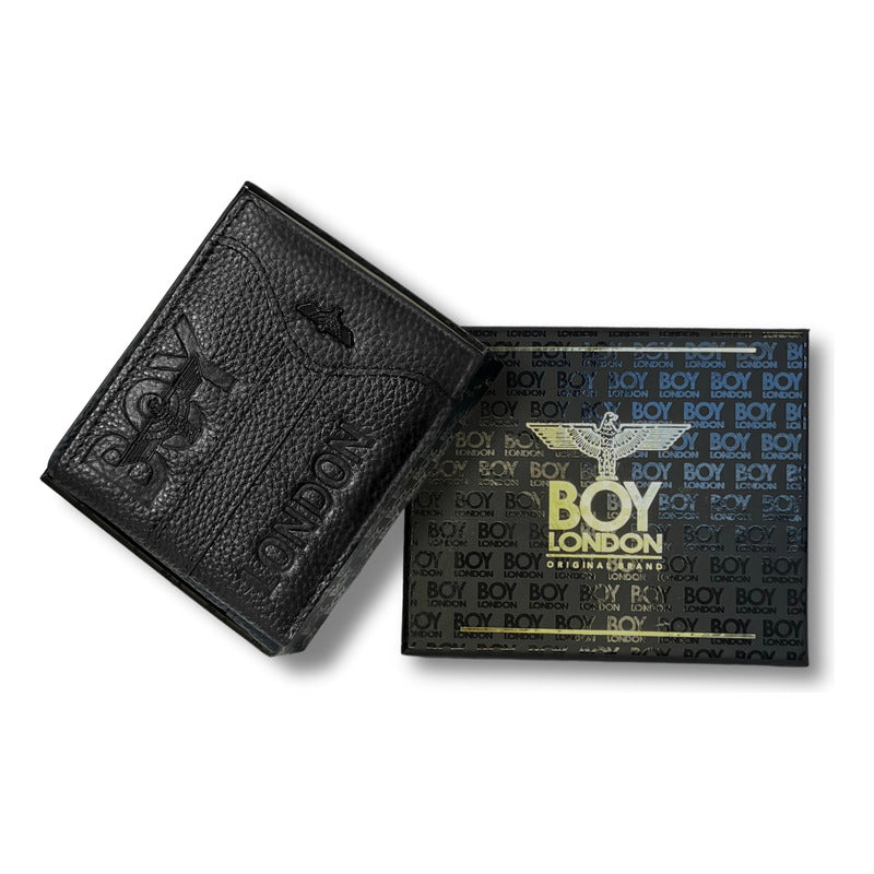 Cartera Negra De Piel Plegable Hombre Original Boy London