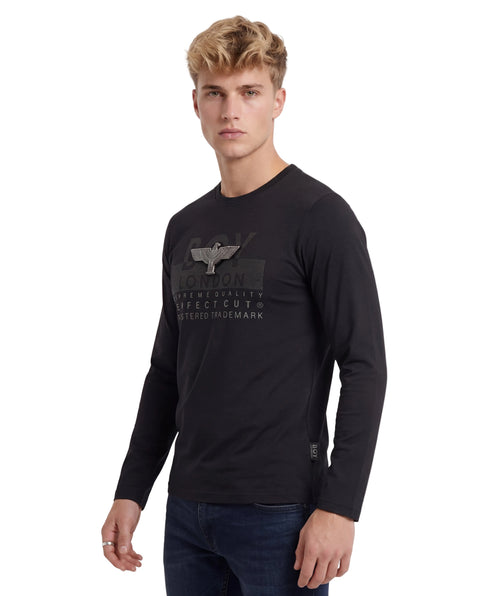 Playera Manga Larga Boy London Hombre Negra Camo Blackout
