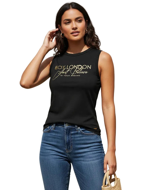 Playera Sin Mangas Negra Mujer Boy London Just Believe