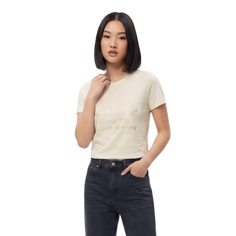 Playera Boy London Mujer Crema Small Steps Foil Oro