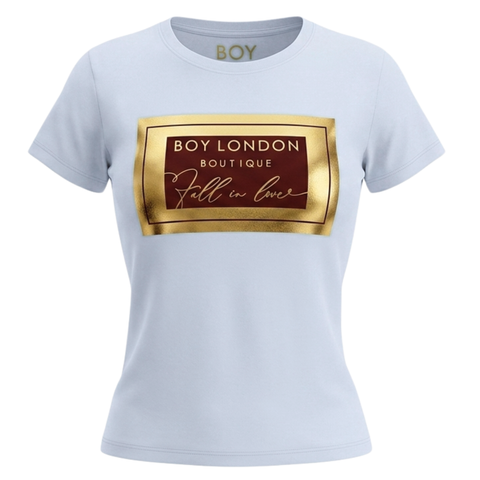 Playera Boy London Mujer Blanca Boutique Foil Oro