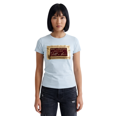 Playera Boy London Mujer Blanca Boutique Foil Oro