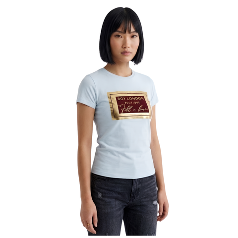 Playera Boy London Mujer Blanca Boutique Foil Oro