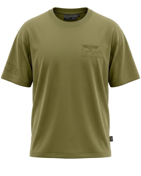 Playera Verde Olivo Boy London Estampado Tonal Original