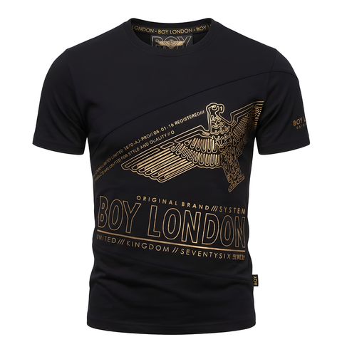 Playera Boy London Negra Águila Dorada Foil Original