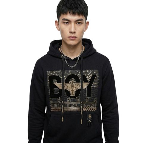 Sudadera Hoodie Boy London Negra Foil Dorado Original