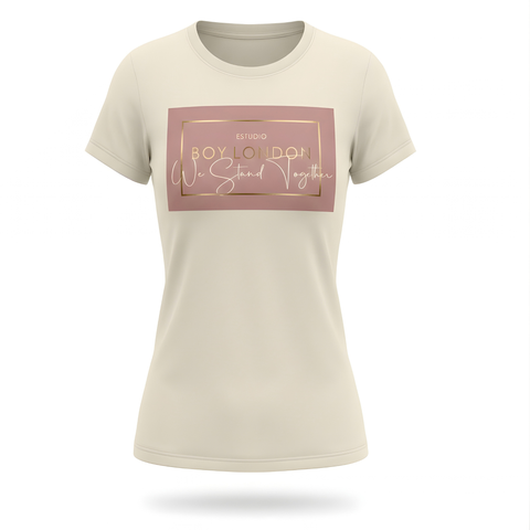 Playera Boy London Mujer Crema We Stand Together Rosa Palo