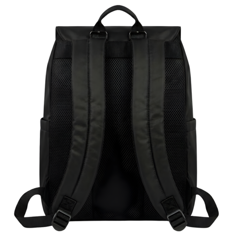 Mochila Boy London Mujer Negra Placa Rose Gold Solapa