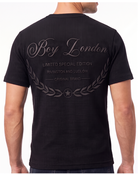 Playera Acanalada Boy London Negro Águila Tonal