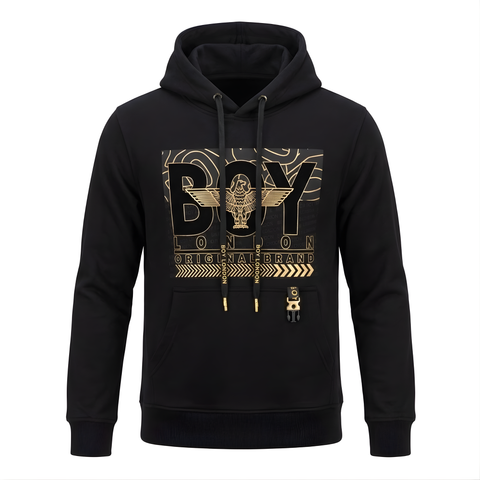 Sudadera Hoodie Boy London Negra Foil Dorado Original