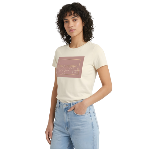 Playera Boy London Mujer Crema We Stand Together Rosa Palo