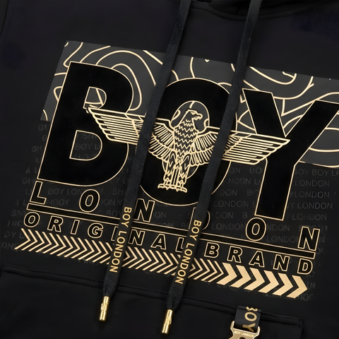 Sudadera Hoodie Boy London Negra Foil Dorado Original