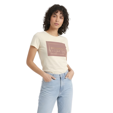 Playera Boy London Mujer Crema We Stand Together Rosa Palo