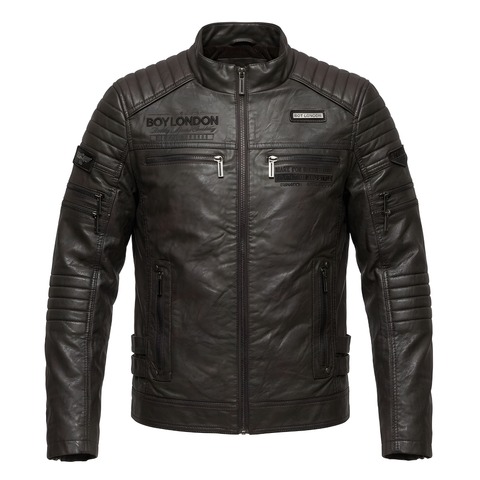 Chamarra Vinipiel Boy London Café Biker Afelpada Hombre