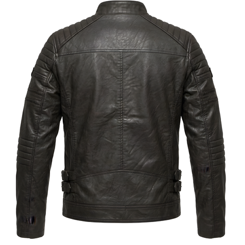 Chamarra Vinipiel Boy London Café Biker Afelpada Hombre