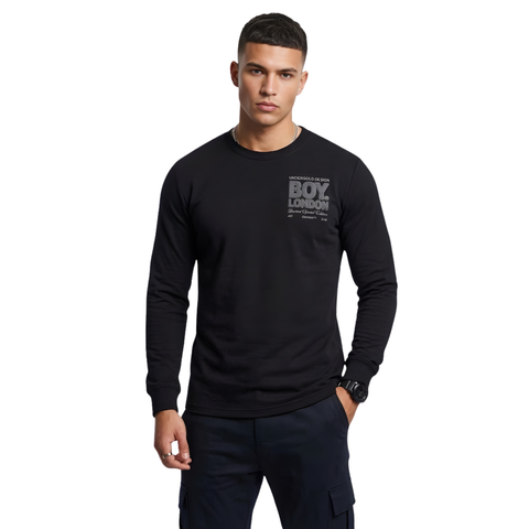 Playera Manga Larga Boy London Hombre Negra Blackout
