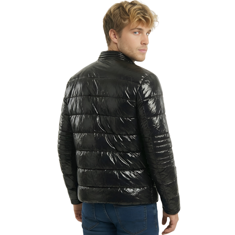 Chamarra Boy London Capitonada Brillante 7 Cierres Negra