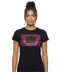 Playera Boy London Mujer Negra Estampado Rosa Foil