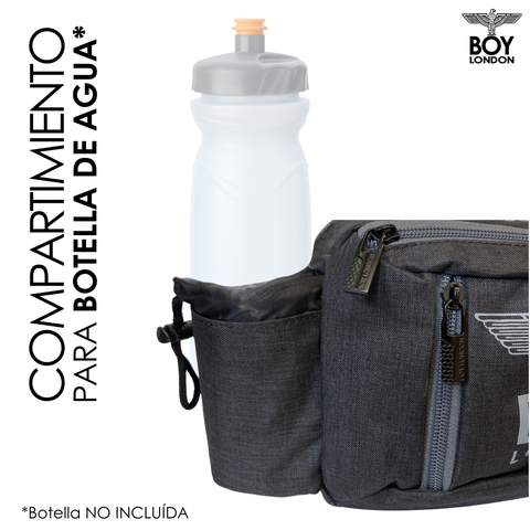 Cangurera Riñonera Reforzada Compartimiento Agua Boy London  Gris Oscuro Liso
