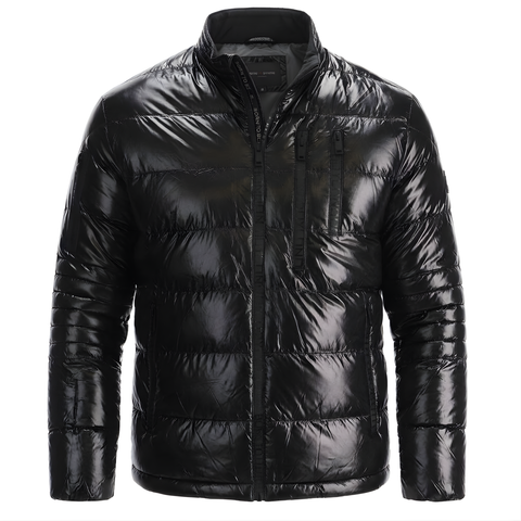 Chamarra Boy London Capitonada Brillante 7 Cierres Negra