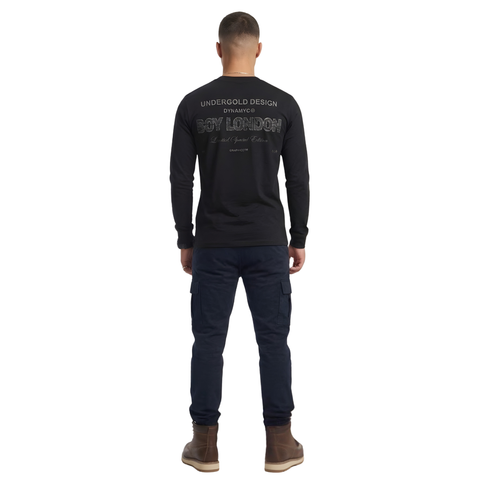 Playera Manga Larga Boy London Hombre Negra Blackout