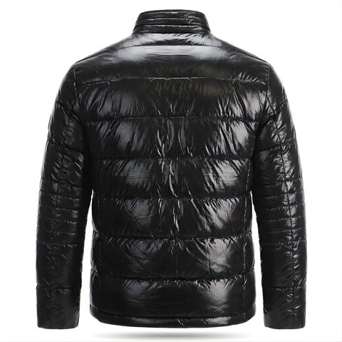 Chamarra Boy London Capitonada Brillante 7 Cierres Negra