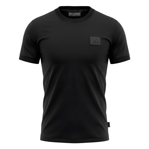 Playera Negra Boy London Hombre Parche Tono sobre Tono