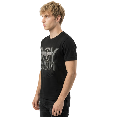Playera Boy London Negra Logo Águila Slim Fit Original