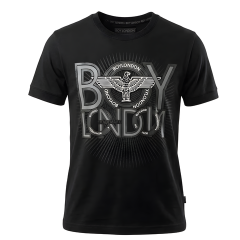 Playera Boy London Negra Logo Águila Slim Fit Original