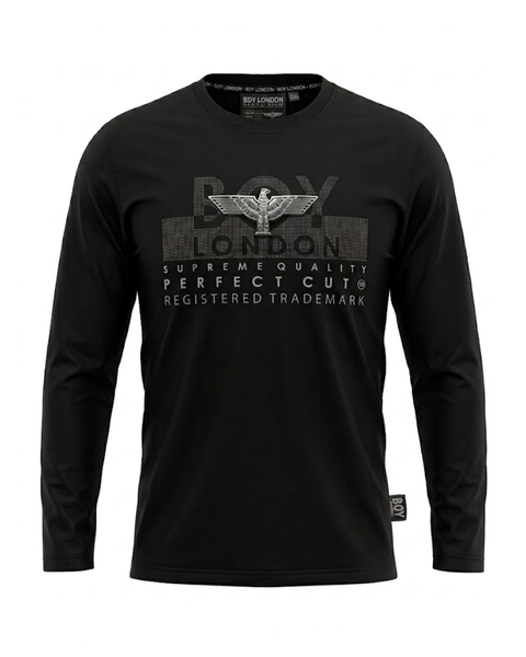 Playera Manga Larga Boy London Hombre Negra Camo Blackout