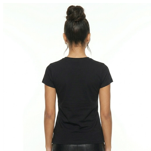 Playera Boy London Mujer Negra Estampado Rosa Foil