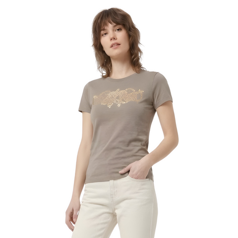 Playera Boy London Mujer Beige Floral Foil Dorado