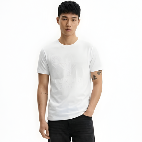 Playera Boy London Hombre Blanca Logo Relieve Total