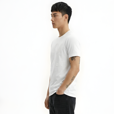 Playera Boy London Hombre Blanca Logo Relieve Total