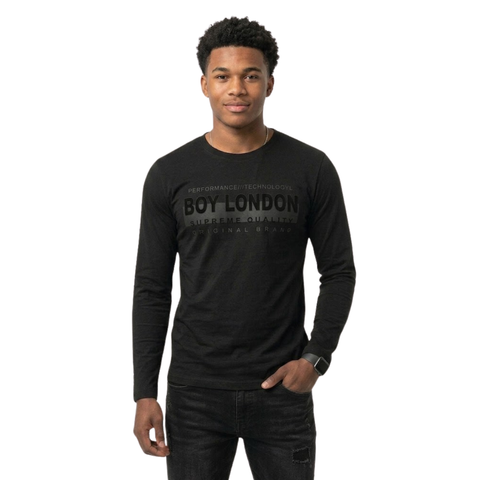Playera Manga Larga Boy London Hombre Negra Tonal