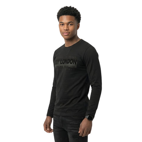 Playera Manga Larga Boy London Hombre Negra Tonal