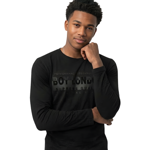 Playera Manga Larga Boy London Hombre Negra Tonal
