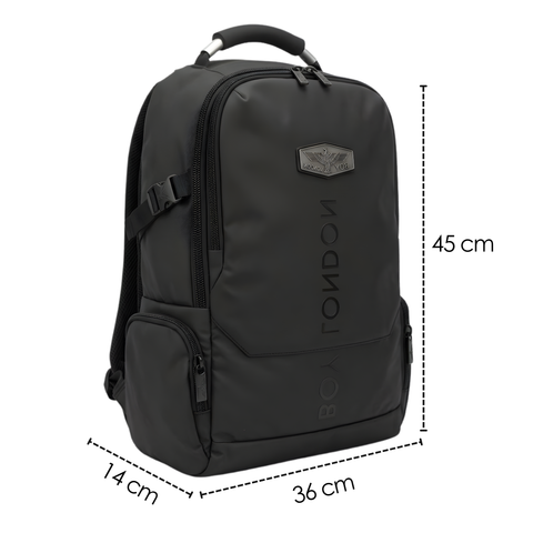 Mochila Boy London Negra Placa Águila Gunmetal Premium