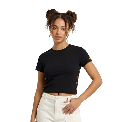 Crop top de Dama Negro con Botones Boy London