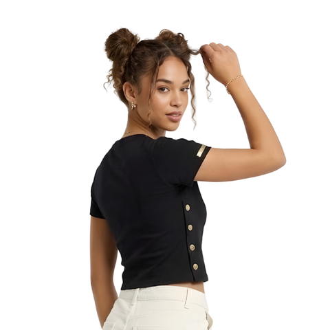 Crop top de Dama Negro con Botones Boy London