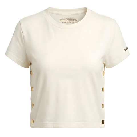 Crop Top Boy London Mujer Crema Botones Dorados