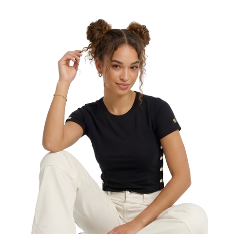 Crop top de Dama Negro con Botones Boy London