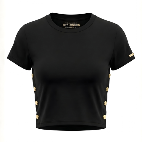 Crop top de Dama Negro con Botones Boy London