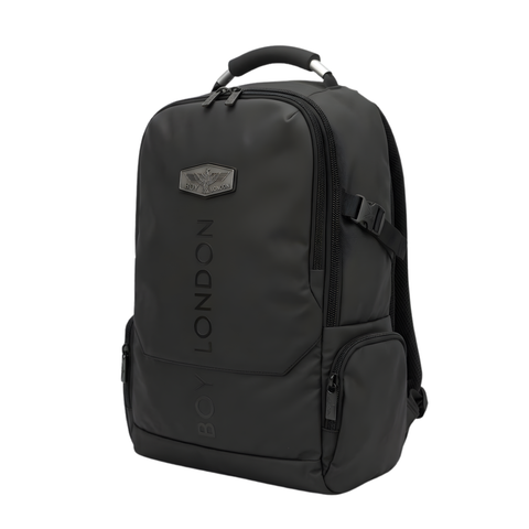 Mochila Boy London Negra Placa Águila Gunmetal Premium